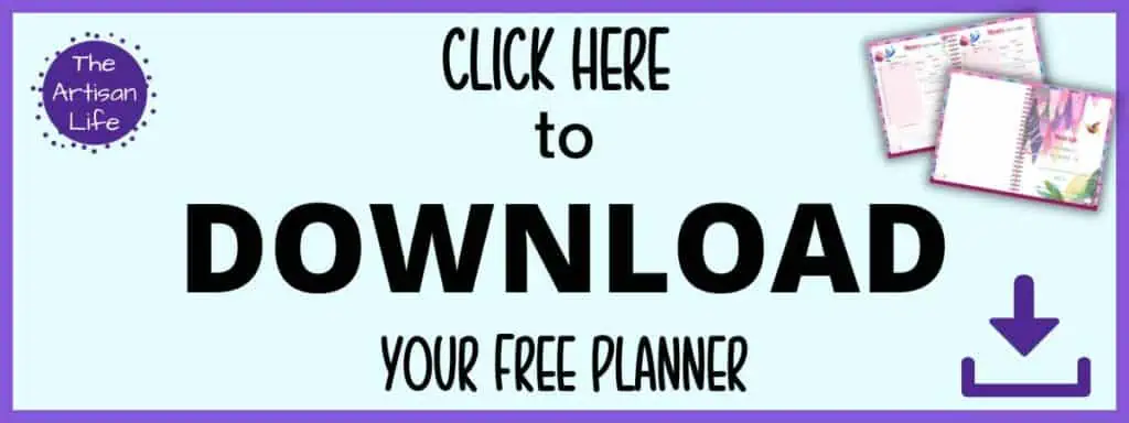 Text "click here to download your free planner" (digital mom life planner)