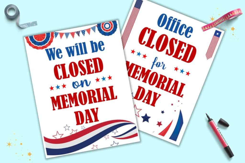 Free Printable Office Closed For Memorial Day Signs 1024x683 