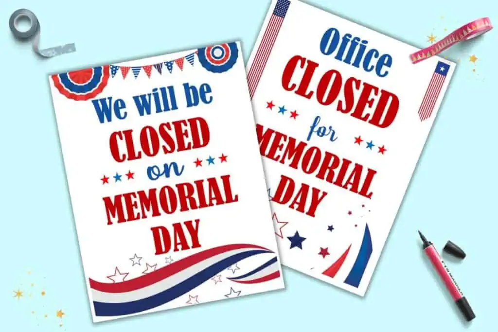 Free Office Closed for Memorial Day Sign Printable The Artisan Life