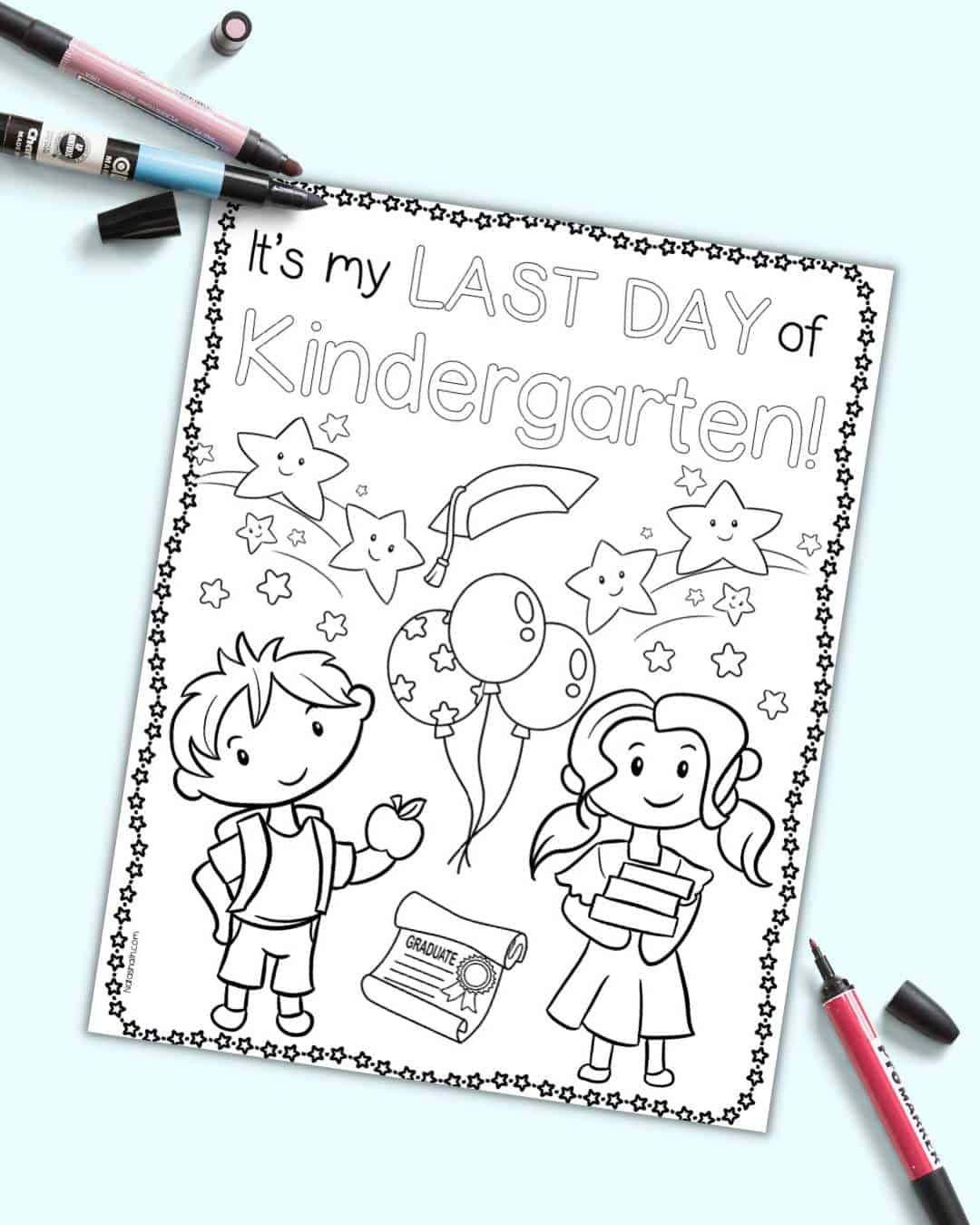 Free Printable Last Day of Kindergarten Coloring Page - The Artisan Life