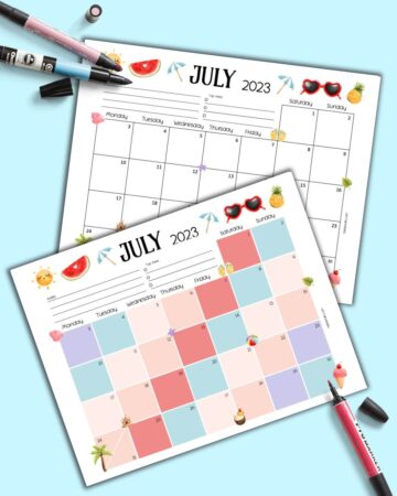 Free Printable July 2023 Calendar - The Artisan Life