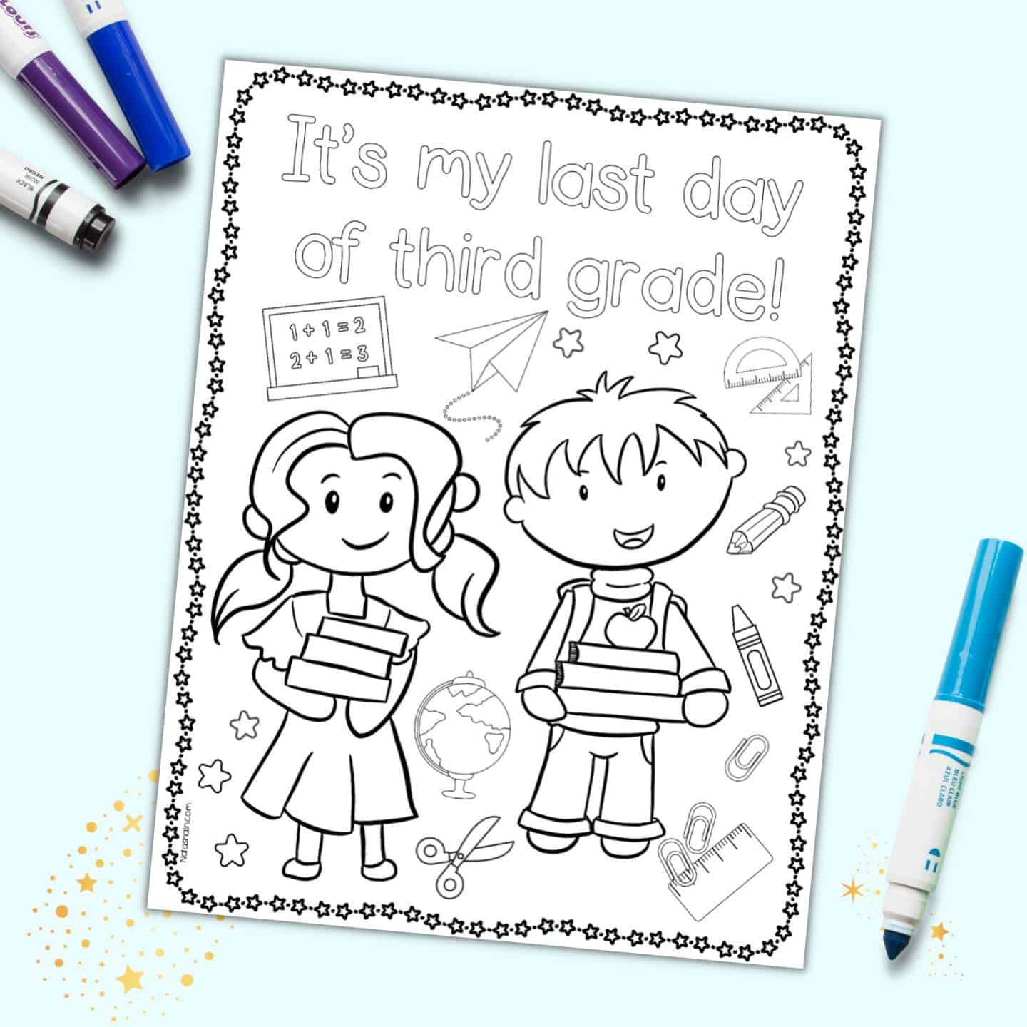 Free Printable Last Day Of Third Grade Coloring Page The Artisan Life