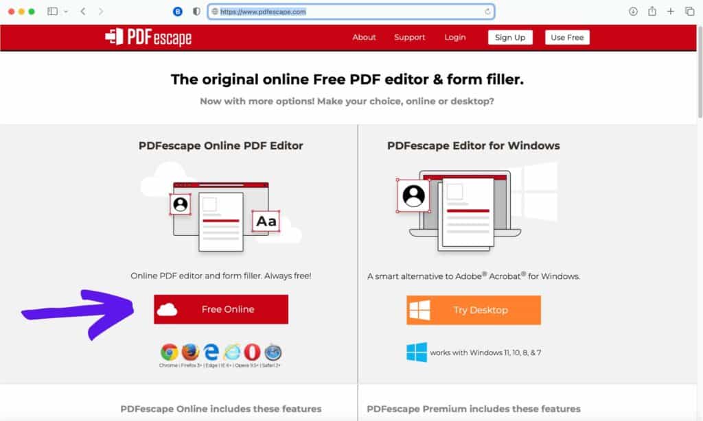 A screenshot of th web application PDF Escape