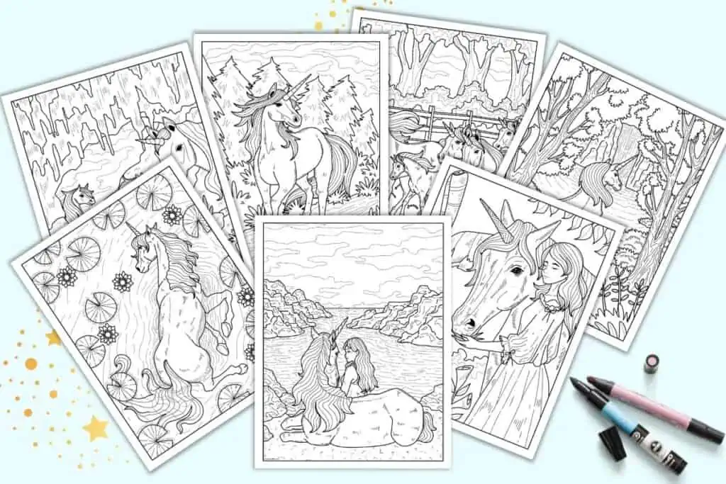 detailed unicorn coloring pages