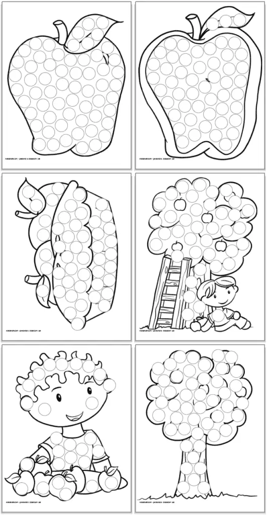 Free Printable Apple Theme Dot Marker Coloring Pages The Artisan Life