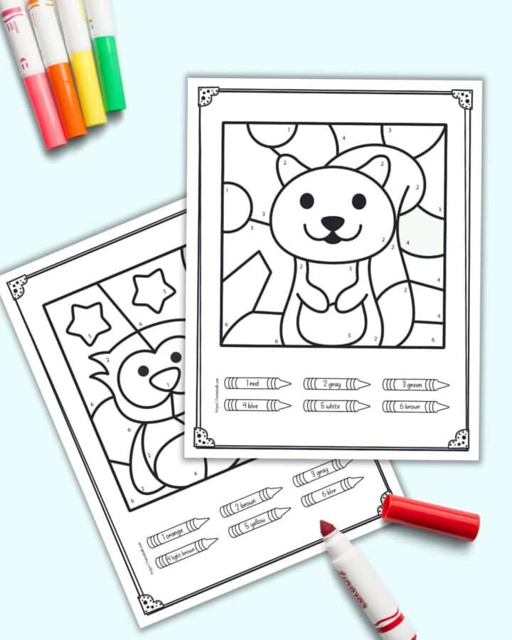 Free Printable Color by Number Fall Worksheets - The Artisan Life