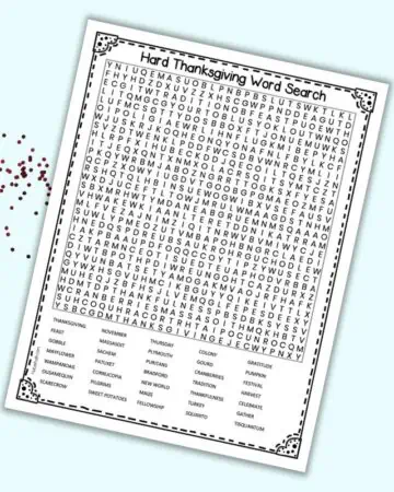 a preview of a hard thanksgiving word search printable