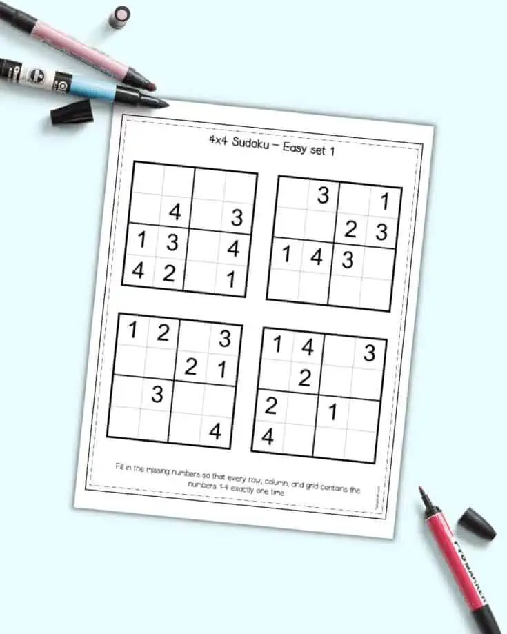 Free Printable Beginner 4x4 Sudoku Puzzles The Artisan Life