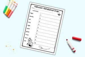 Free Printable Halloween Theme Alphabetizing Worksheet - The Artisan Life