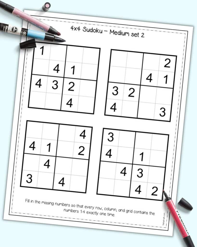 Free Printable Beginner 4x4 Sudoku Puzzles - The Artisan Life