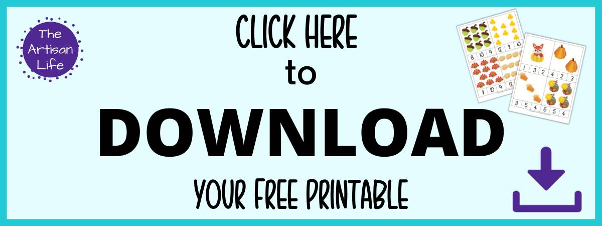 Text "click here to download your free printable" (thanksgiving count and clip cards)
