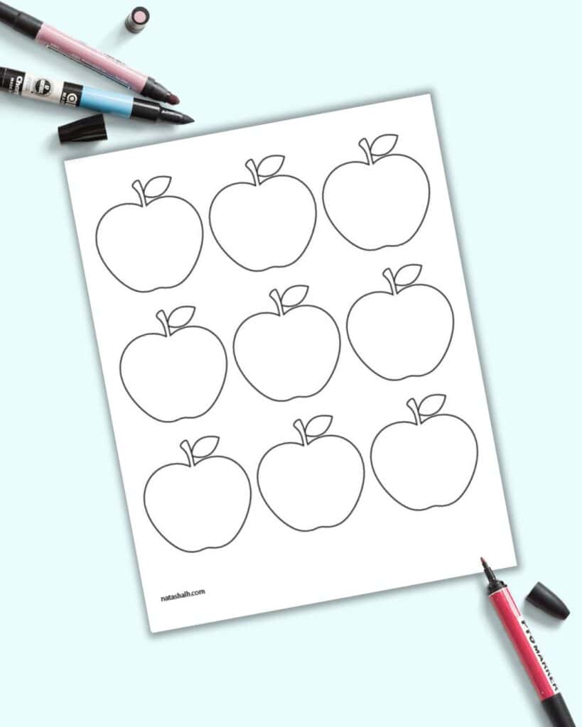 A preview of nine small apple templates on one page. 