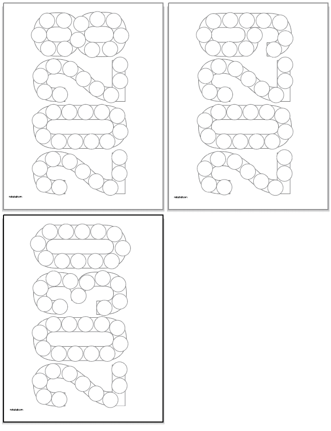 Dot marker coloring pages for years 2028 - 2030