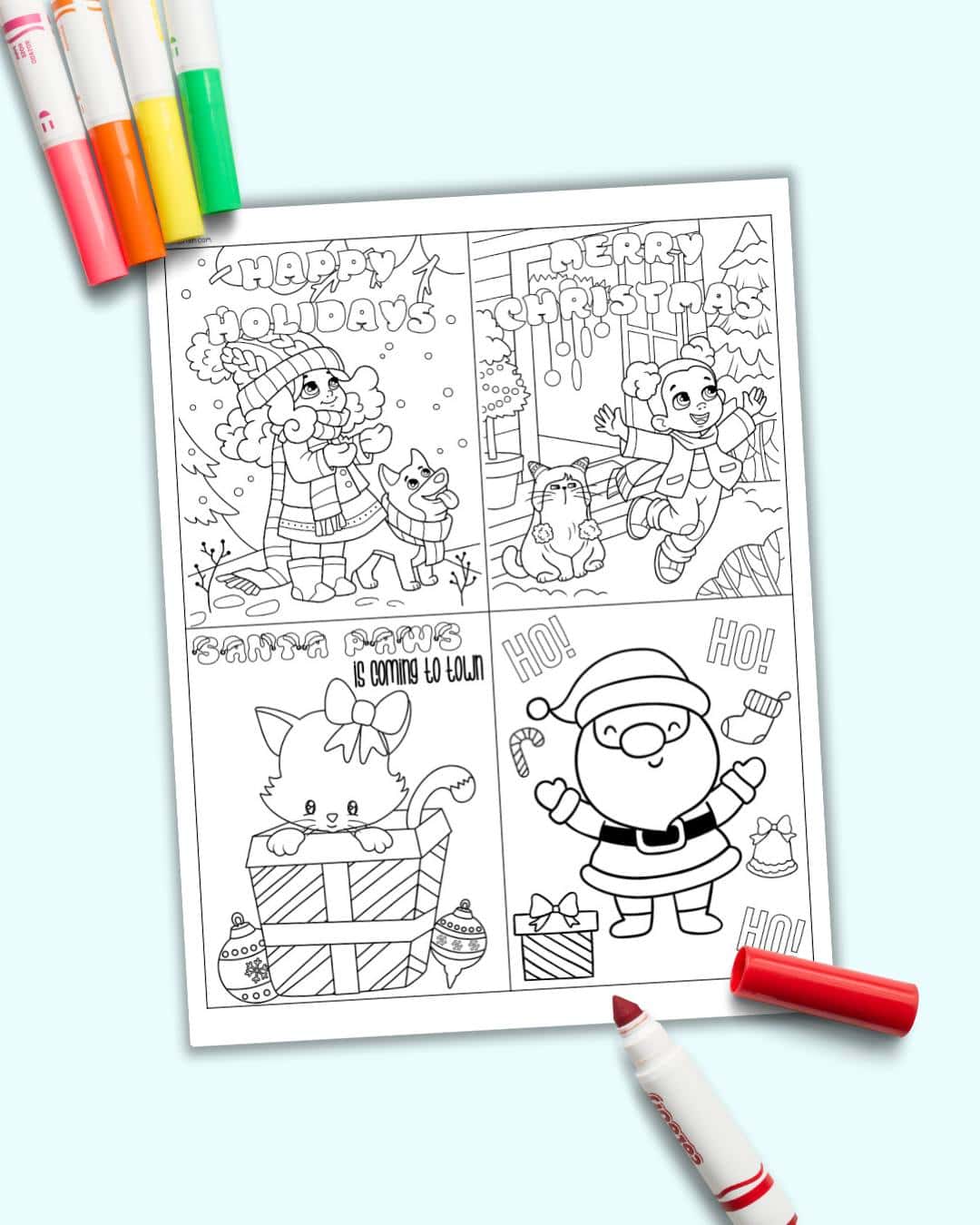 Free Printable Christmas Cards to Color - The Artisan Life