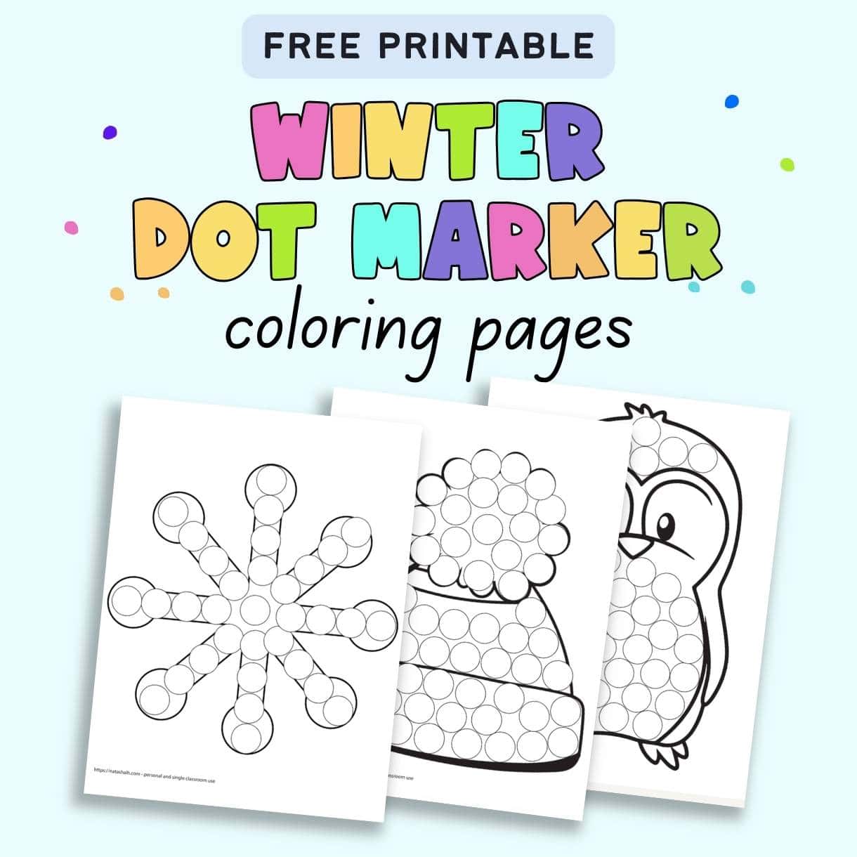 Free Printable Winter Do a Dot Marker Pages - The Artisan Life