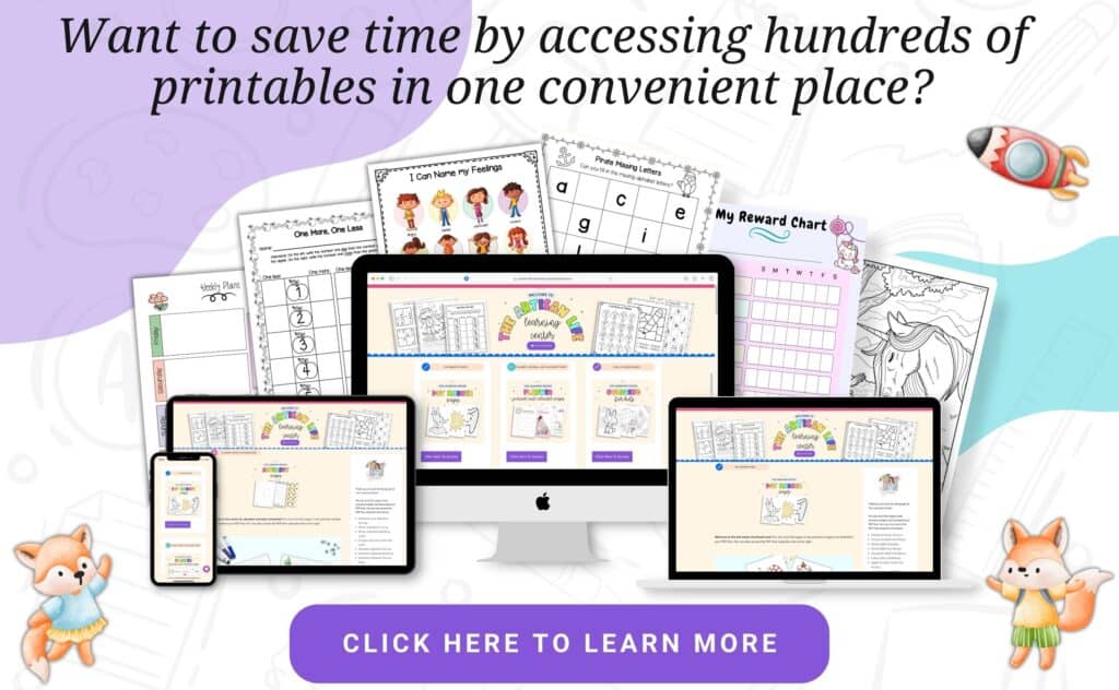 Text "want to save time by accessing hundreds of printables in one convenient place? Click here to learn more"