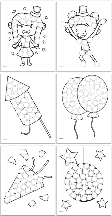 Free Printable New Year's Dot Marker Coloring Pages - The Artisan Life