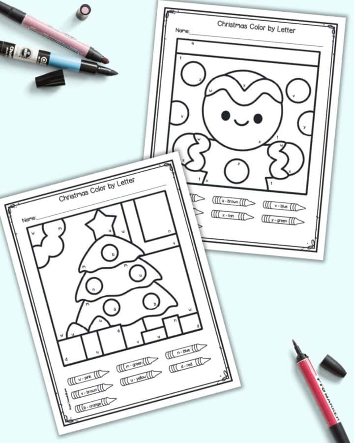 Free Printable Color by Letter Christmas Worksheets The Artisan Life