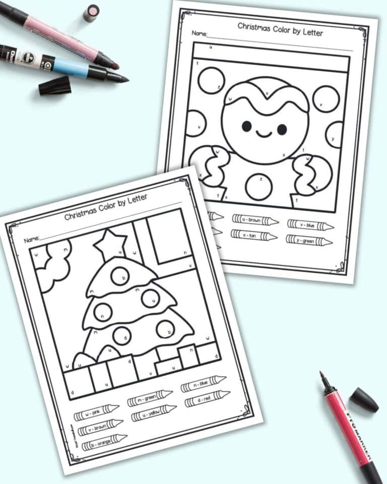 Free Printable Color by Letter Christmas Worksheets - The Artisan Life