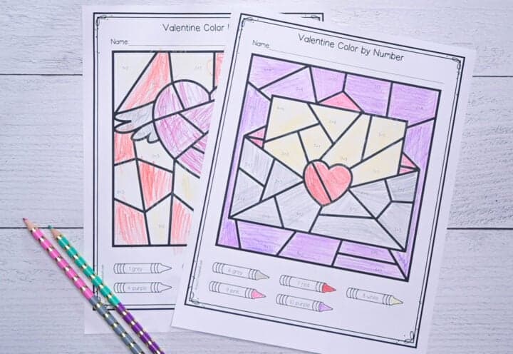 Free Printable Valentine's Day Addition Color by Number - The Artisan Life