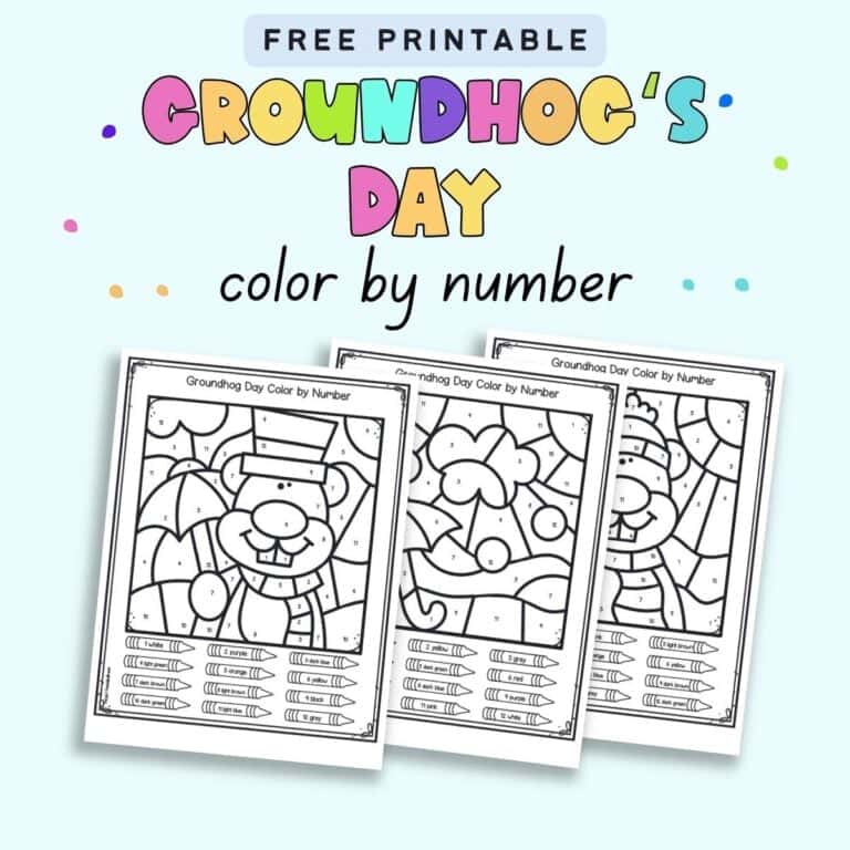 Free Printable Groundhog's Day Color by Number - The Artisan Life