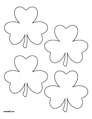 A preview of four medium shamrock printable templates in black and white