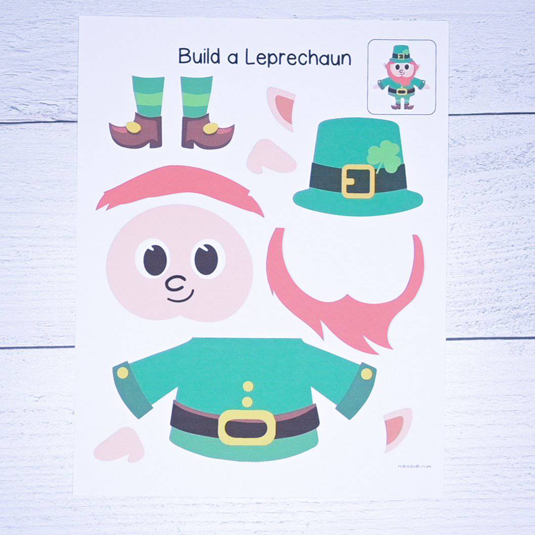 A photo of a printable build a leprechaun craft page