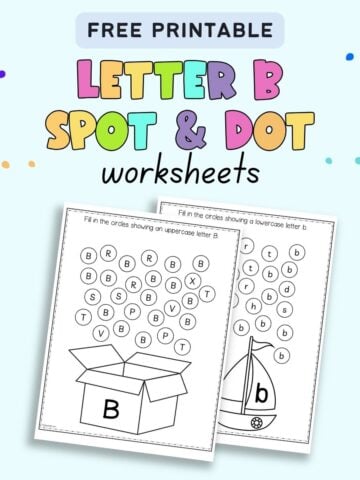 A preview of two pages of spot and dot page with letters B and b