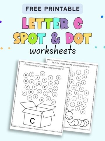 A preview of two pages of spot and dot page with letters C and c