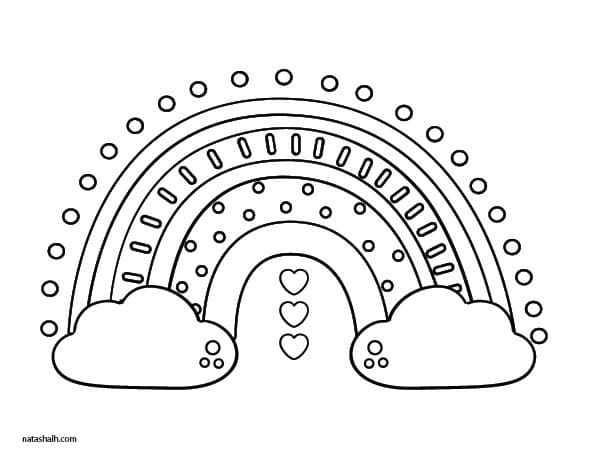 whimsical rainbow coloring pages with clouds
