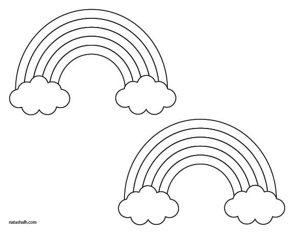 two medium rainbow templates with clouds