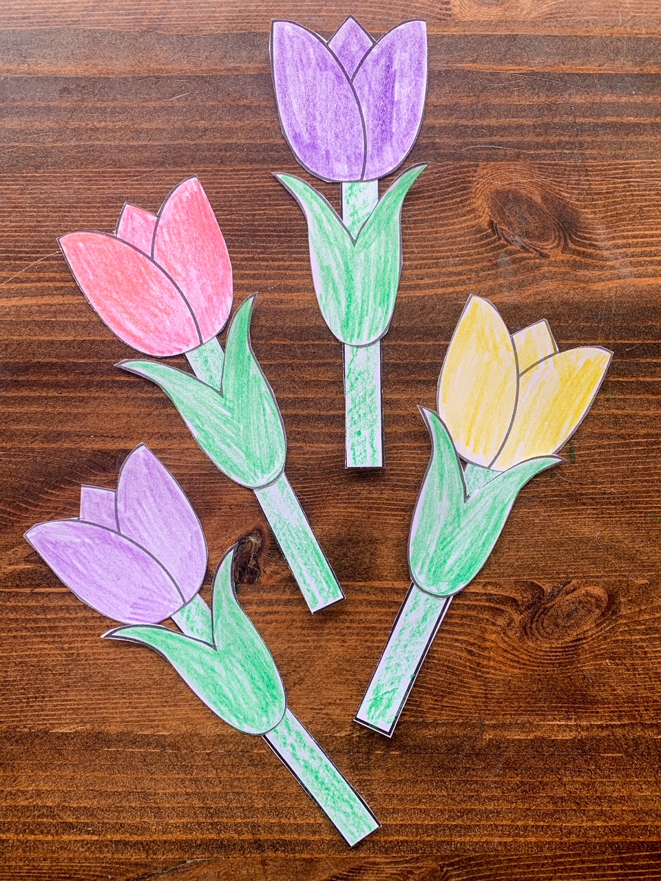 Four paper tulips