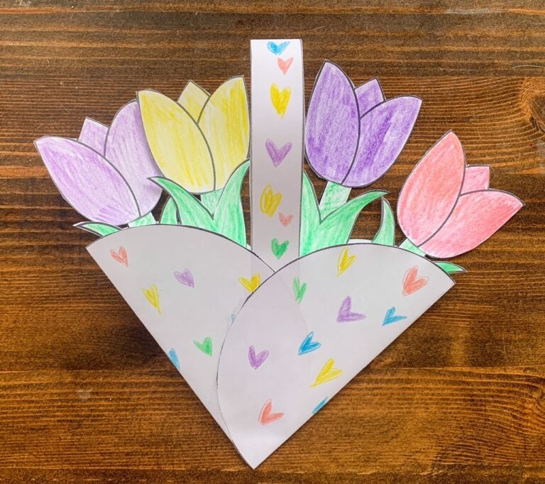 Free Printable Flower Basket Craft - The Artisan Life