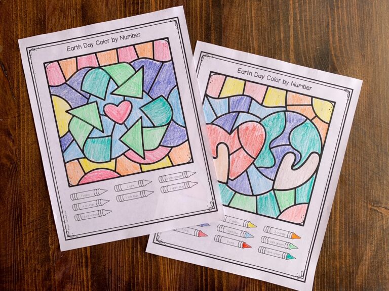 Free Earth Day Color by Number Worksheets - The Artisan Life