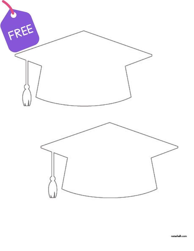 A preview of four graduation cap template outlines