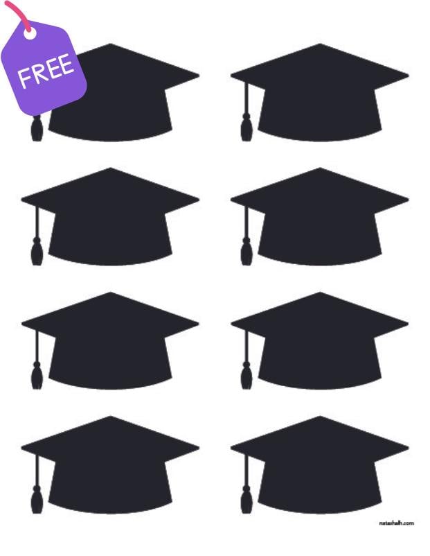 A preview of six graduation cap templates in black