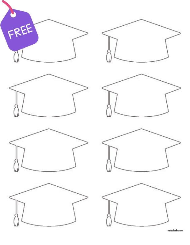 A preview of six graduation cap template outlines
