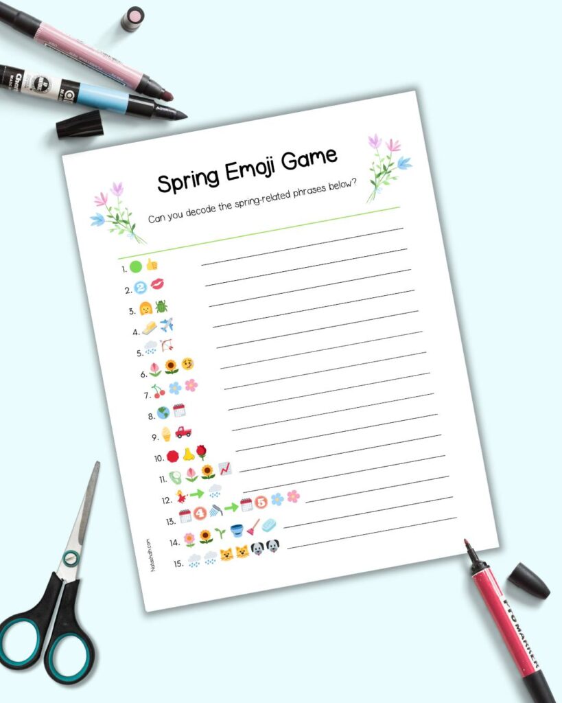 Free Printable Spring Emoji Game - The Artisan Life