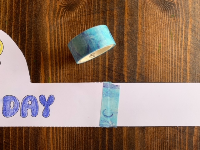 Blue washi tape on a printable headband craft