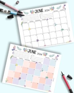 Free 2024 June Calendar Printable - The Artisan Life