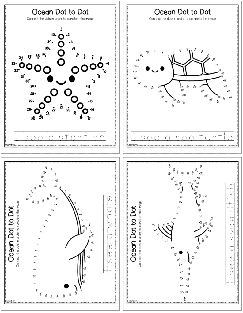 Ocean Animals Connect the Dots Free Printables - The Artisan Life