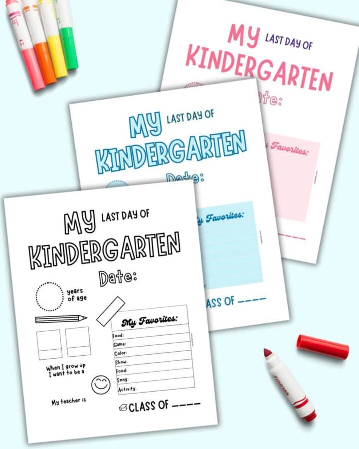 Free Printable Last Day of Kindergarten Questionnaire - The Artisan Life