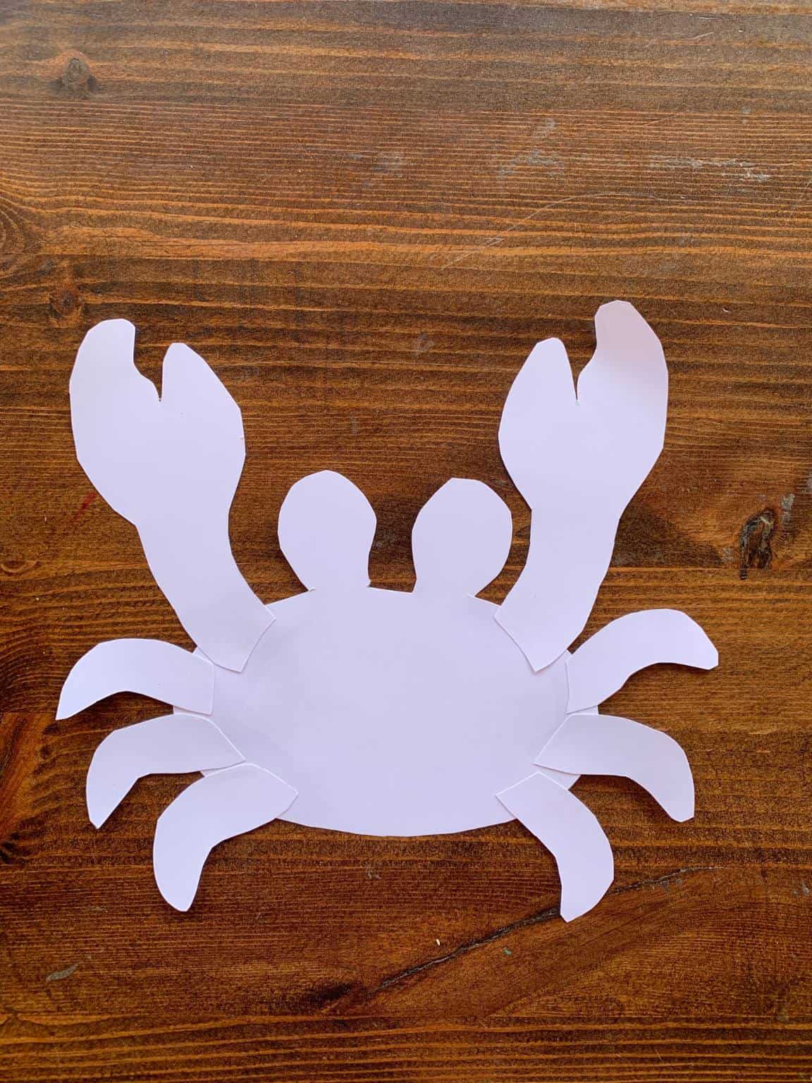 A photo of the back of a cut and paste crab craft