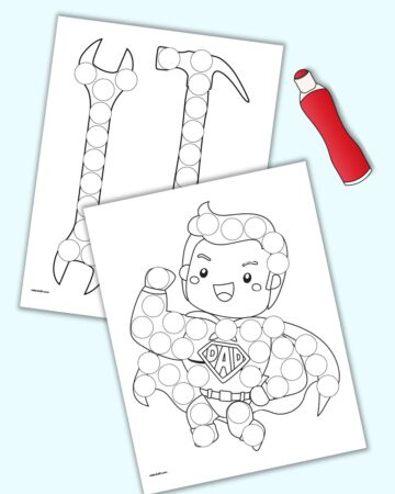 Free Printable Father's Day Dot Marker Coloring Pages - The Artisan Life