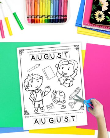 August Coloring Page Cut and Paste Worksheet - The Artisan Life