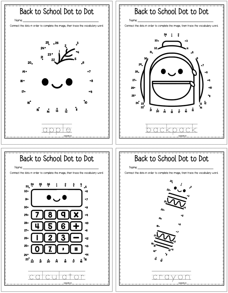 Free Printable Back to School Connect the Dots Worksheets - The Artisan ...