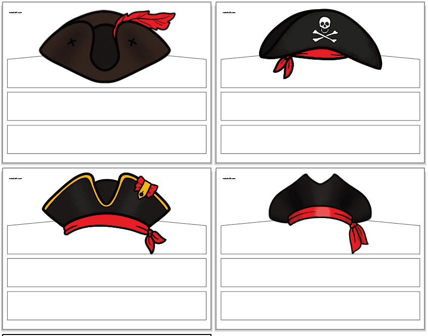 Four color pirate hat headband crafts