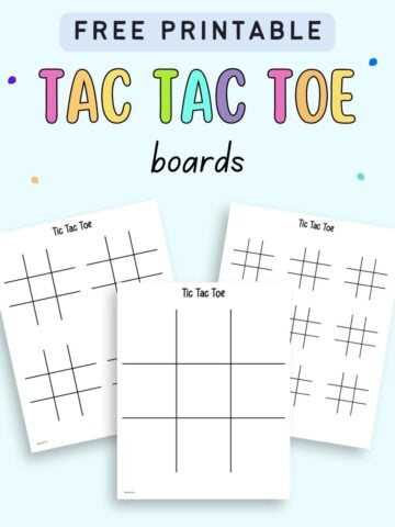 Text "free printable tic tac toe boards" with a preview of three printable tic tac toe board sheets