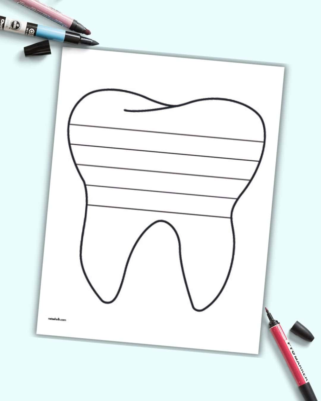 Tooth writing paper with lines