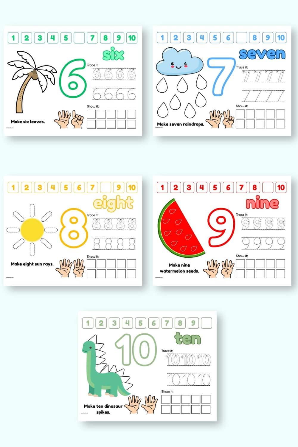 Play dough number mats 6-10